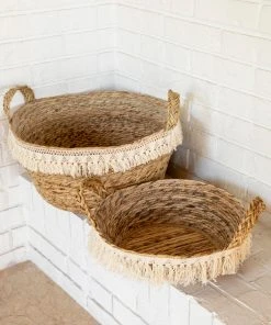 Natural Life Macrame Fringe Basket
