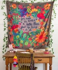 Natural Life Back To Campus Tapestry Blanket