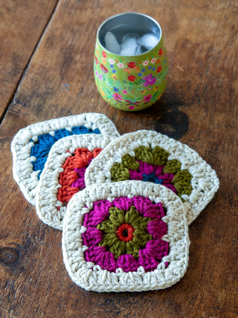 Natural Life Crochet Coaster Set 6 Natural Life Crochet Coaster Set
