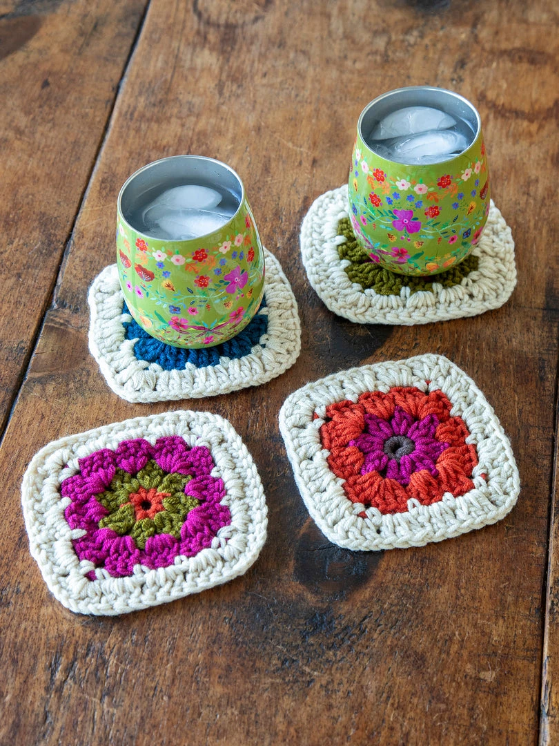 Natural Life Crochet Coaster Set 8 Natural Life Crochet Coaster Set