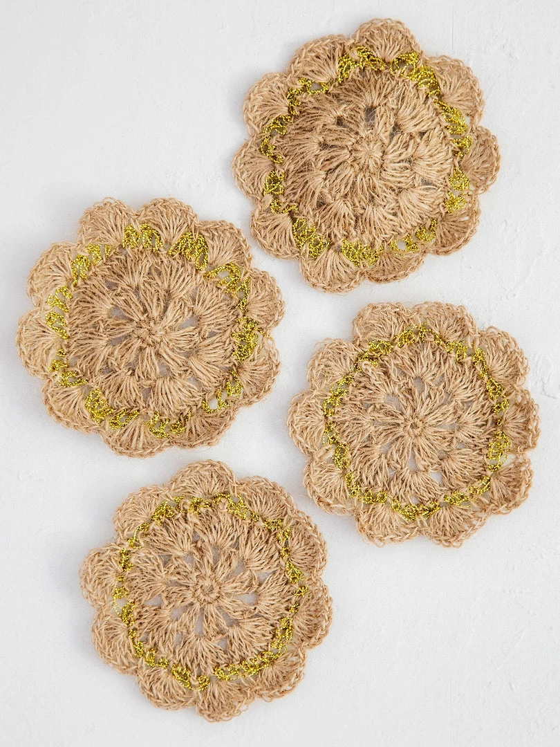 Natural Life Crochet Coaster Set 13 Natural Life Crochet Coaster Set