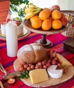 Natural Life Carved Wooden Cake Stand HOME & LIVING