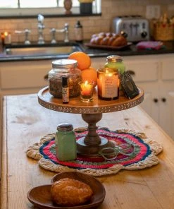 Natural Life Carved Wooden Cake Stand HOME & LIVING