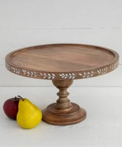 Natural Life Carved Wooden Cake Stand HOME & LIVING