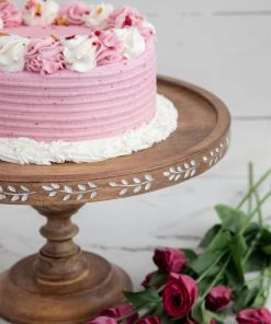 Natural Life Carved Wooden Cake Stand HOME & LIVING