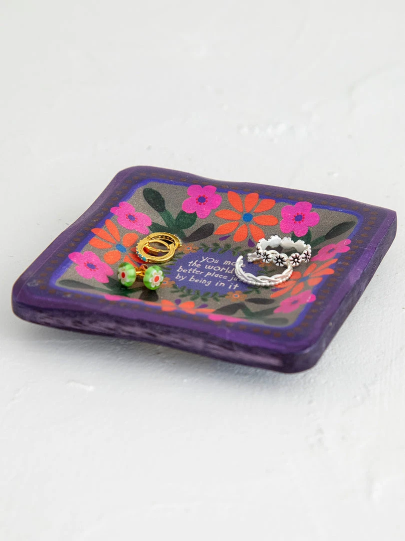 Natural Life Folk Flower Wood Trinket Dish NEW & TRENDING 5 Natural Life Folk Flower Wood Trinket Dish NEW & TRENDING