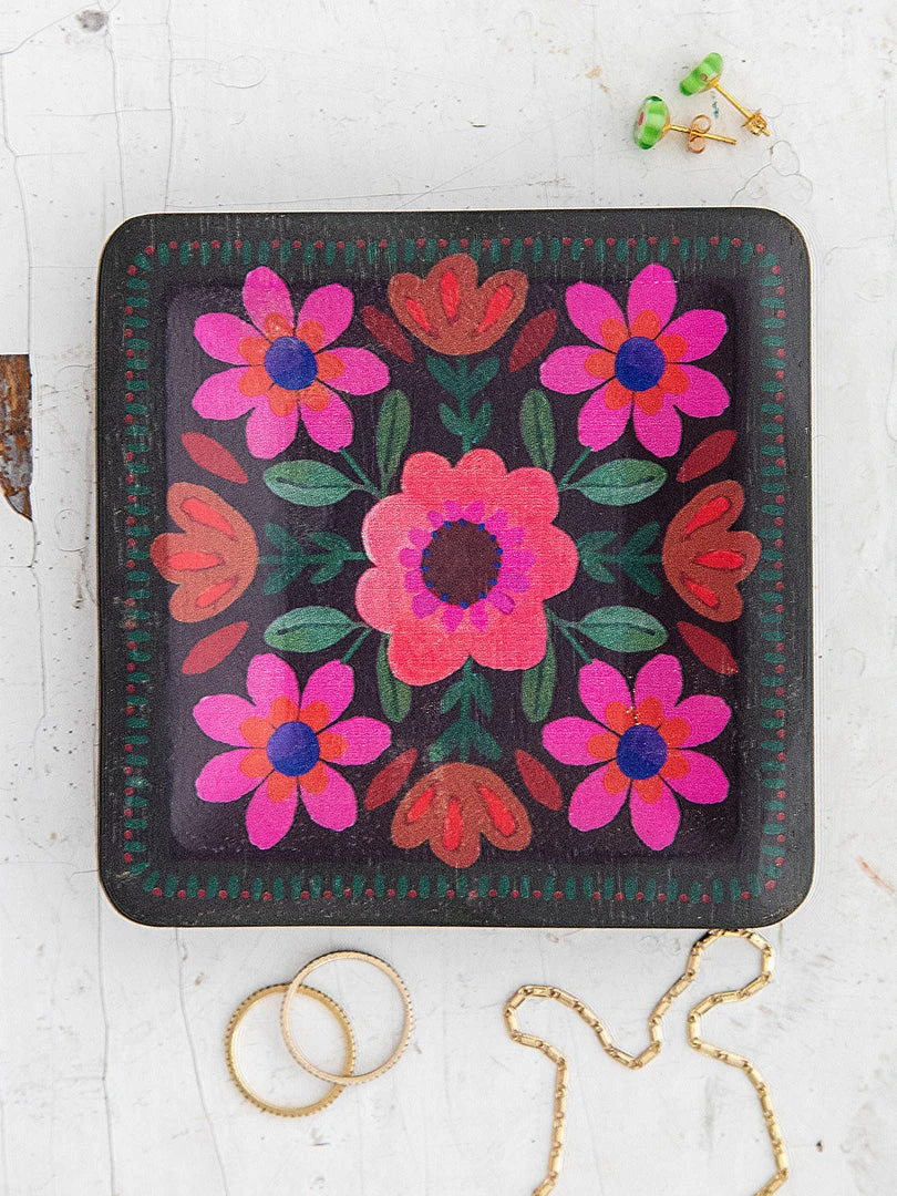 Natural Life Folk Flower Wood Trinket Dish NEW & TRENDING 7 Natural Life Folk Flower Wood Trinket Dish NEW & TRENDING