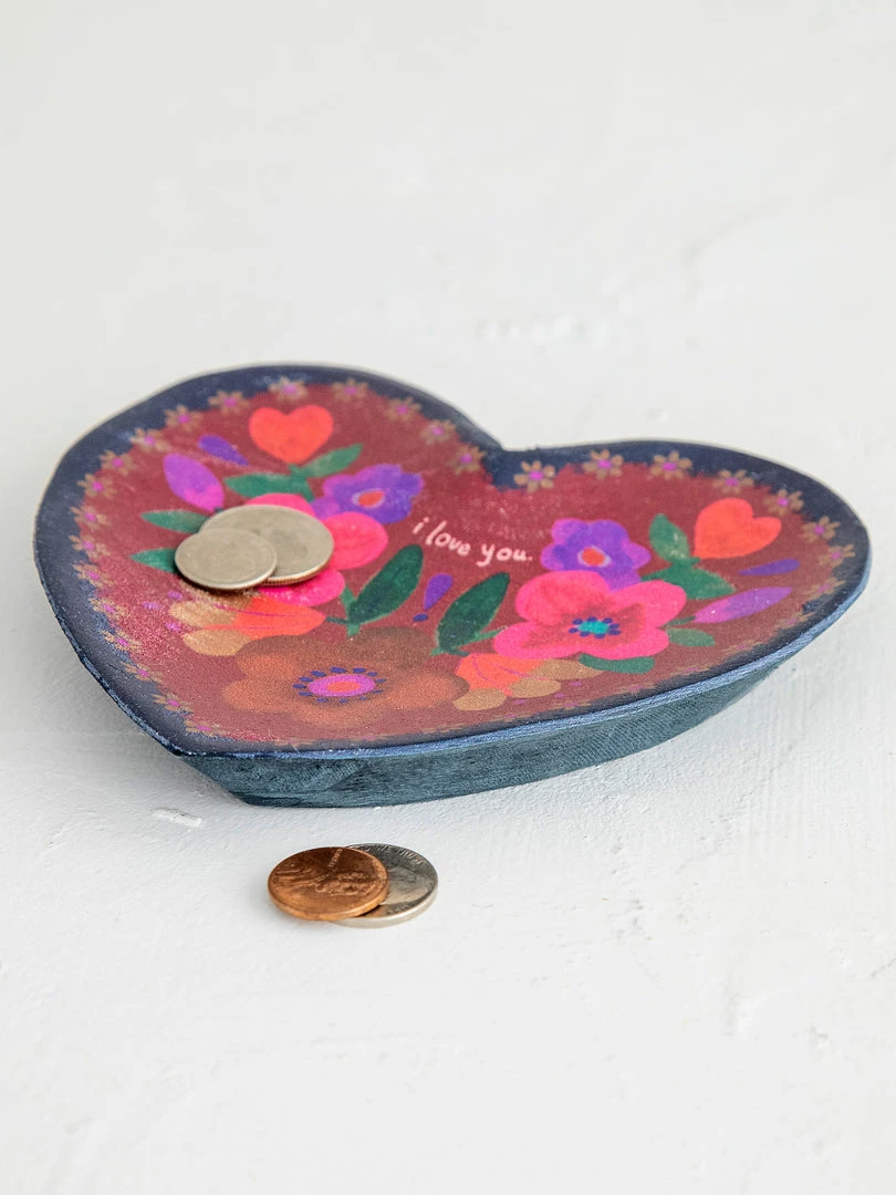 Natural Life Folk Flower Wood Trinket Dish NEW & TRENDING 10 Natural Life Folk Flower Wood Trinket Dish NEW & TRENDING