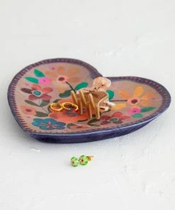 Natural Life Folk Flower Wood Trinket Dish NEW & TRENDING 24 Natural Life Folk Flower Wood Trinket Dish NEW & TRENDING