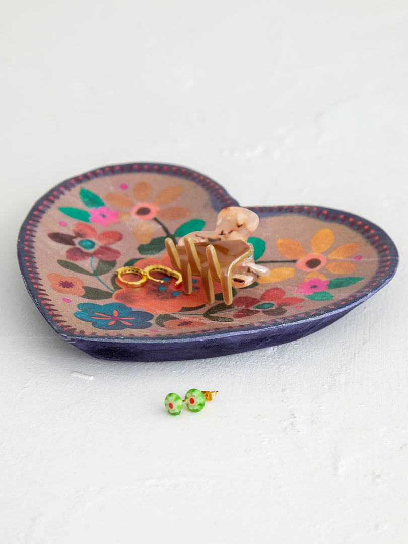 Natural Life Folk Flower Wood Trinket Dish NEW & TRENDING 13 Natural Life Folk Flower Wood Trinket Dish NEW & TRENDING