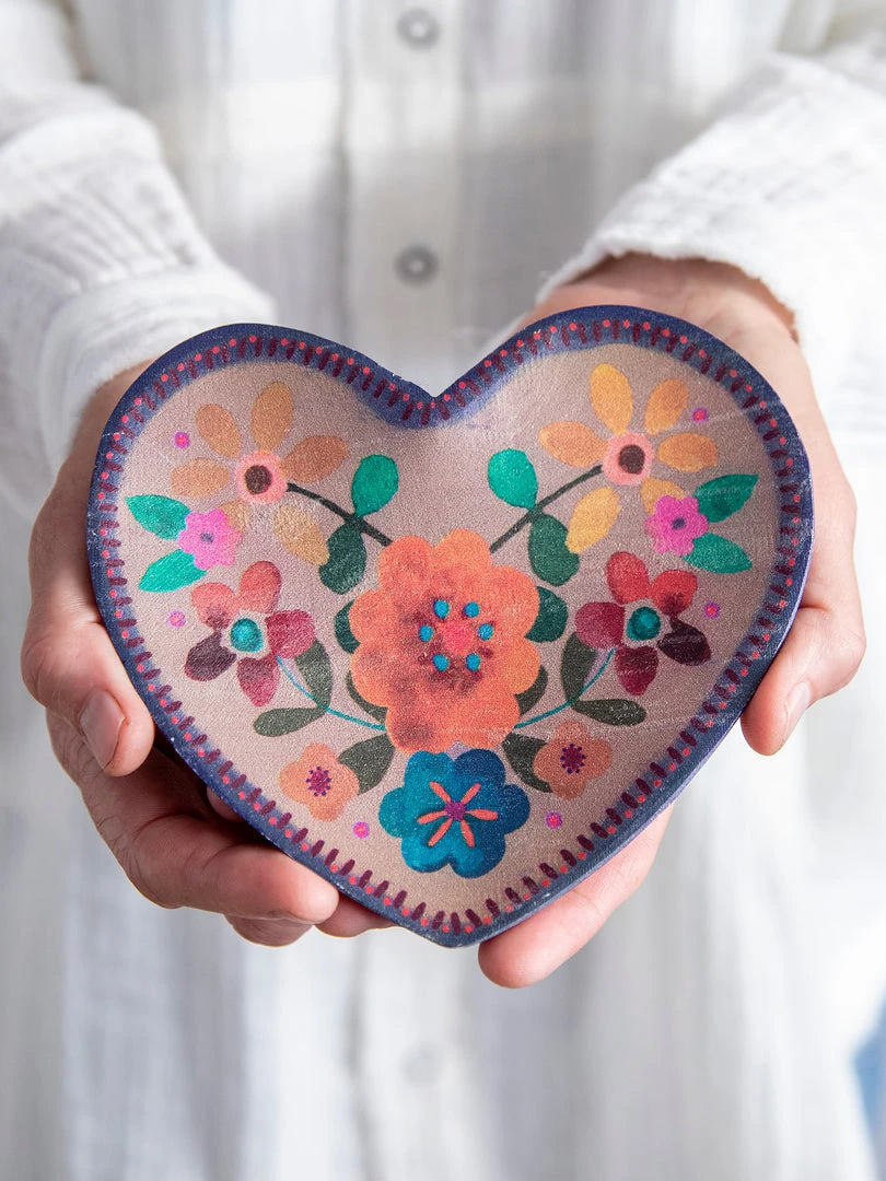 Natural Life Folk Flower Wood Trinket Dish NEW & TRENDING 14 Natural Life Folk Flower Wood Trinket Dish NEW & TRENDING