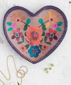 Natural Life Folk Flower Wood Trinket Dish NEW & TRENDING 23 Natural Life Folk Flower Wood Trinket Dish NEW & TRENDING