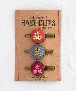 Natural Life Embroidered Hair Clip Set