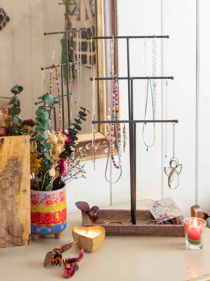 Natural Life Back To Campus Wooden Jewelry Stand 3 Natural Life Back To Campus Wooden Jewelry Stand