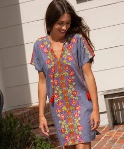 Natural Life Beach & Outdoors Embroidered Tassel Dress