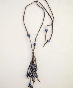 Natural Life Leather & Black Pearl Boho Necklace