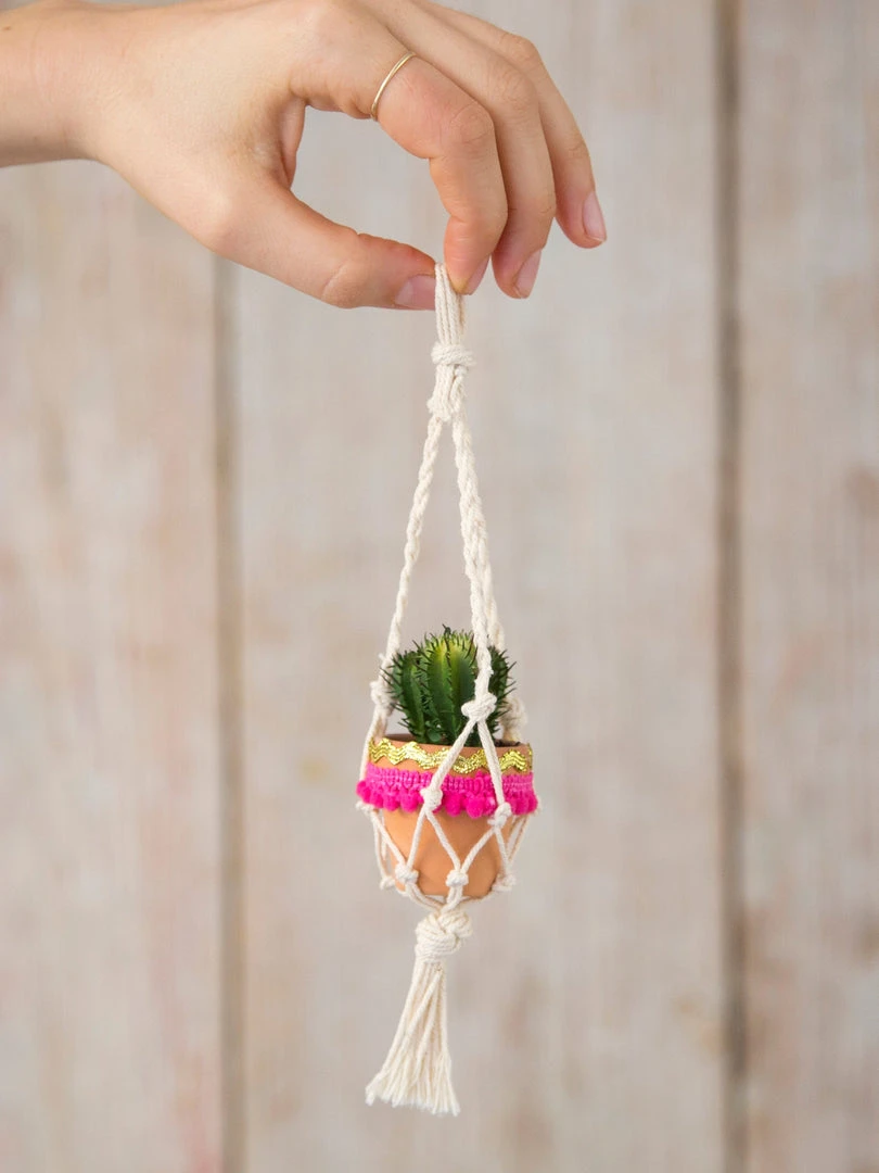 Natural Life Macrame Faux Succulent Car Charm 5 Natural Life Macrame Faux Succulent Car Charm