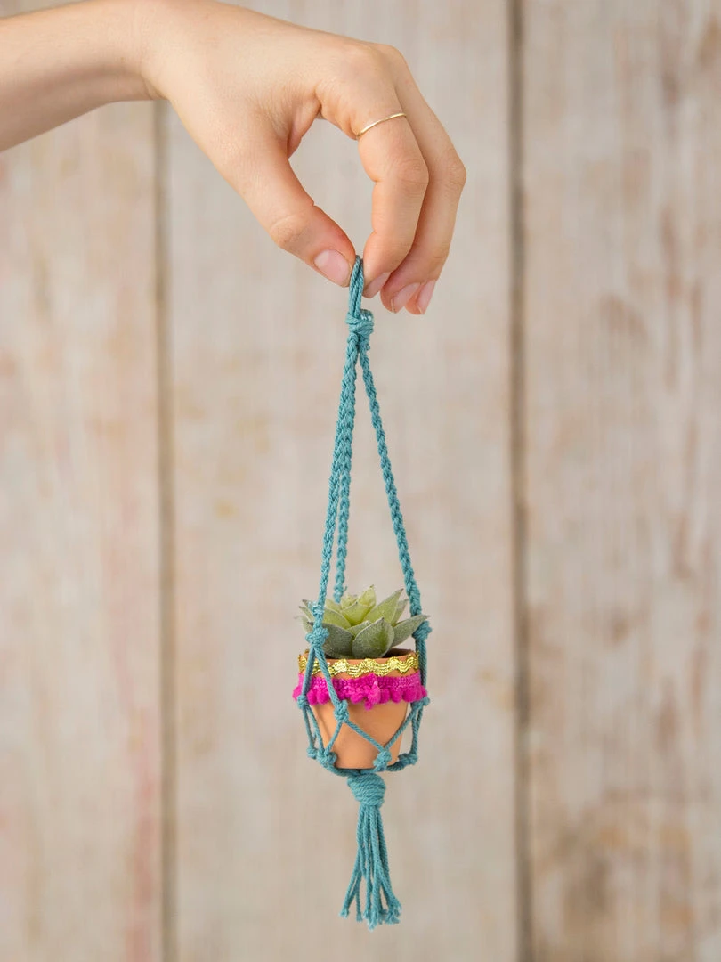 Natural Life Macrame Faux Succulent Car Charm 7 Natural Life Macrame Faux Succulent Car Charm