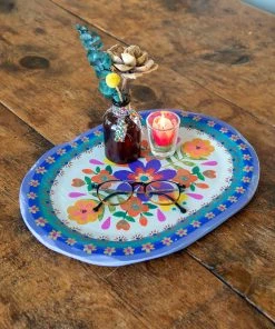 Natural Life HOME & LIVING Folk Flower Wood Platter