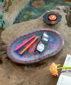 Natural Life HOME & LIVING Folk Flower Wood Platter