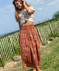 Natural Life Meadow Smocked Midi Skirt