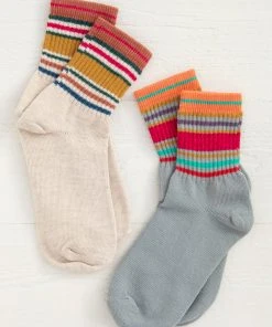 Natural Life Back To Campus Striped Retro Crew Sock Set