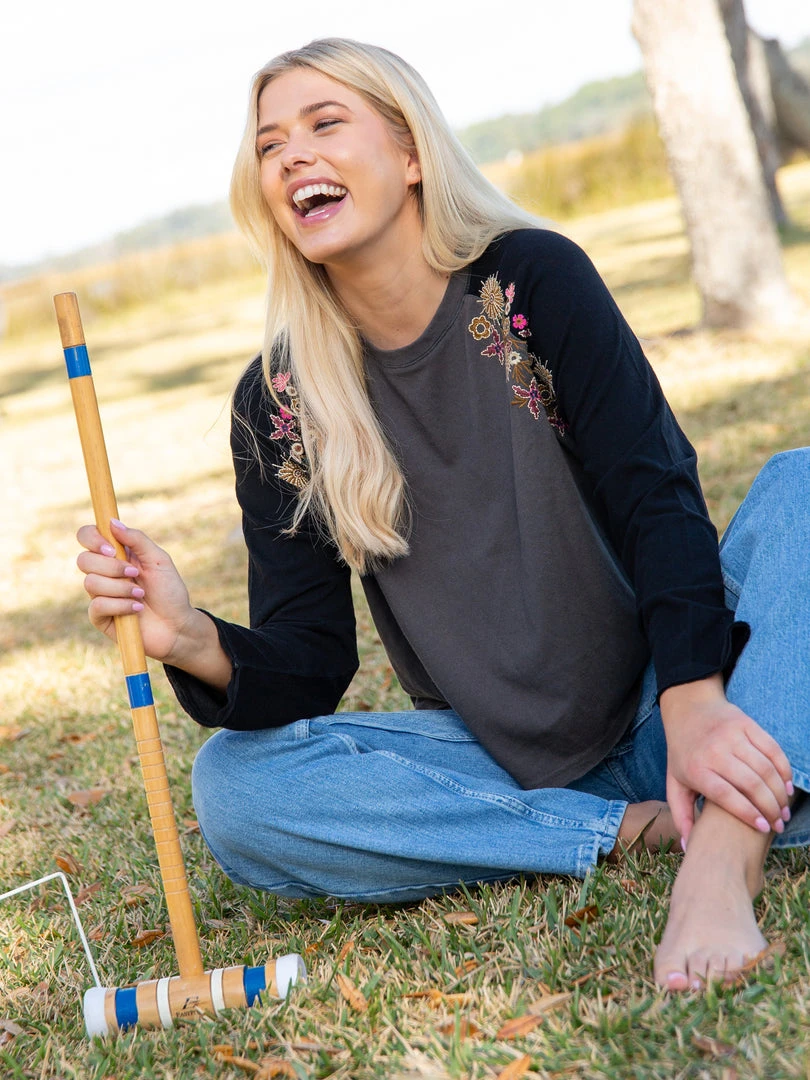 Natural Life Embroidered Raglan Top CLOTHES 3 Natural Life Embroidered Raglan Top CLOTHES