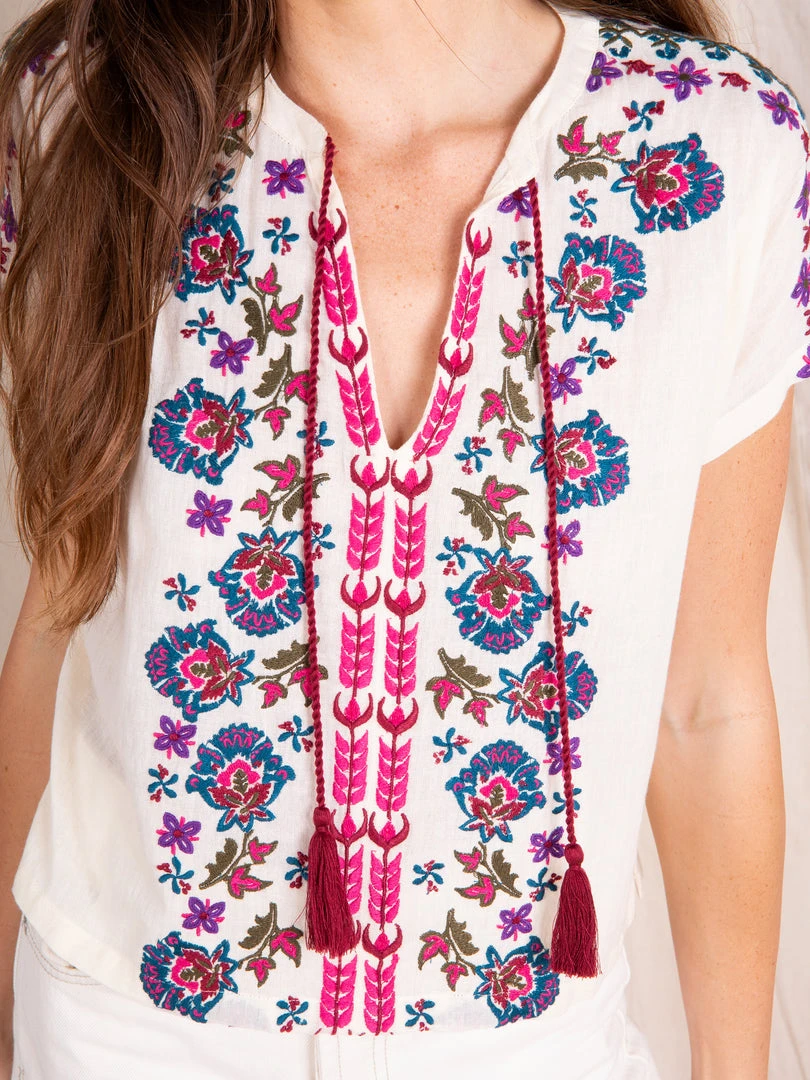 Natural Life Embroidered Tassel Top SUMMER SHOP 7 Natural Life Embroidered Tassel Top SUMMER SHOP