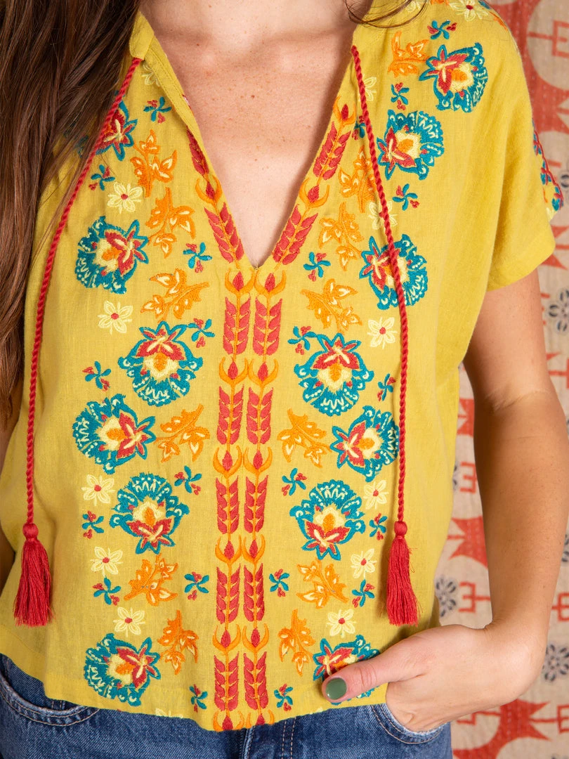 Natural Life Embroidered Tassel Top SUMMER SHOP 12 Natural Life Embroidered Tassel Top SUMMER SHOP
