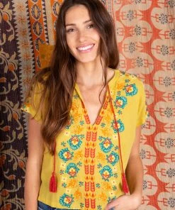 Natural Life Embroidered Tassel Top SUMMER SHOP 25 Natural Life Embroidered Tassel Top SUMMER SHOP