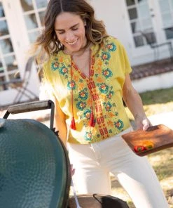 Natural Life Embroidered Tassel Top SUMMER SHOP 23 Natural Life Embroidered Tassel Top SUMMER SHOP