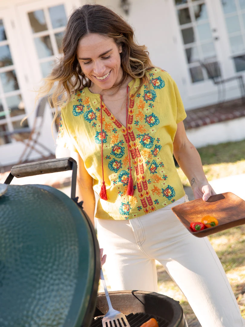 Natural Life Embroidered Tassel Top SUMMER SHOP 11 Natural Life Embroidered Tassel Top SUMMER SHOP